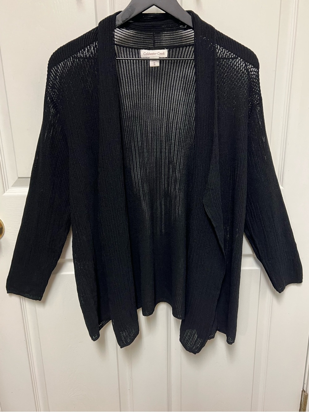 Coldwater Creek Black Open-Front Lightweight Cardigan Shrug Sweater